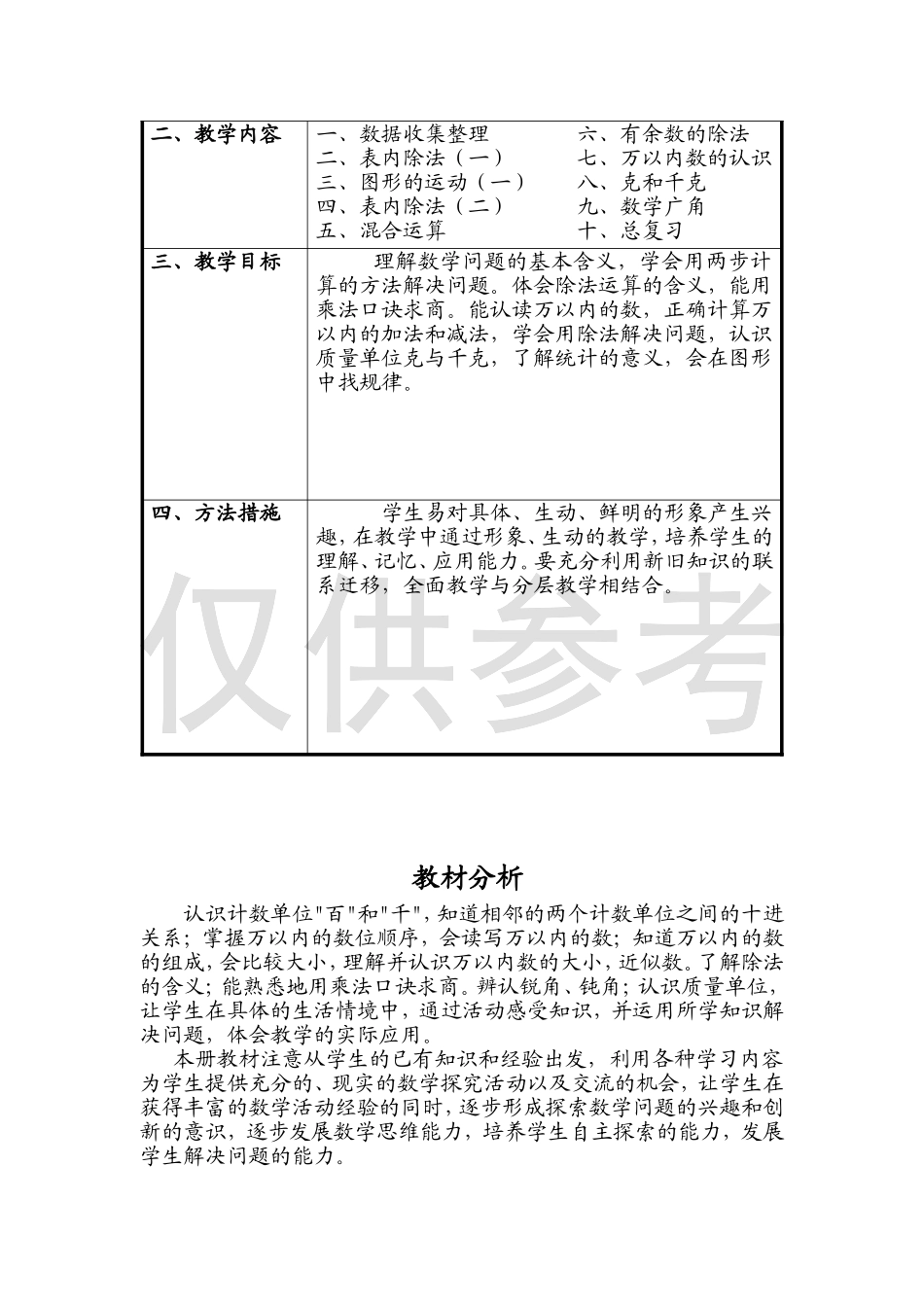 2014春新人教版小学二年级数学下册教学计划及全册表格式教案_第2页