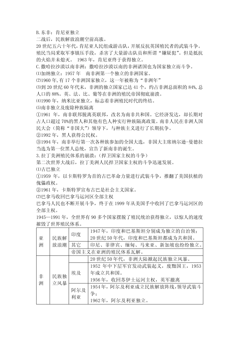 第21课 世界殖民体系的瓦解与新兴国家的发展 学案——2020-2021学年..._第3页