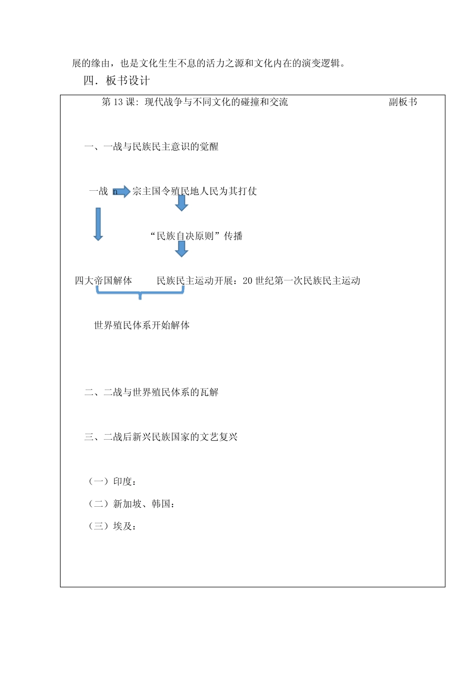 第13课 现代战争与不同文化的碰撞和交流(教案)——高中历史人教统编版..._第2页