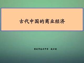 专题一古代中国的商业经济