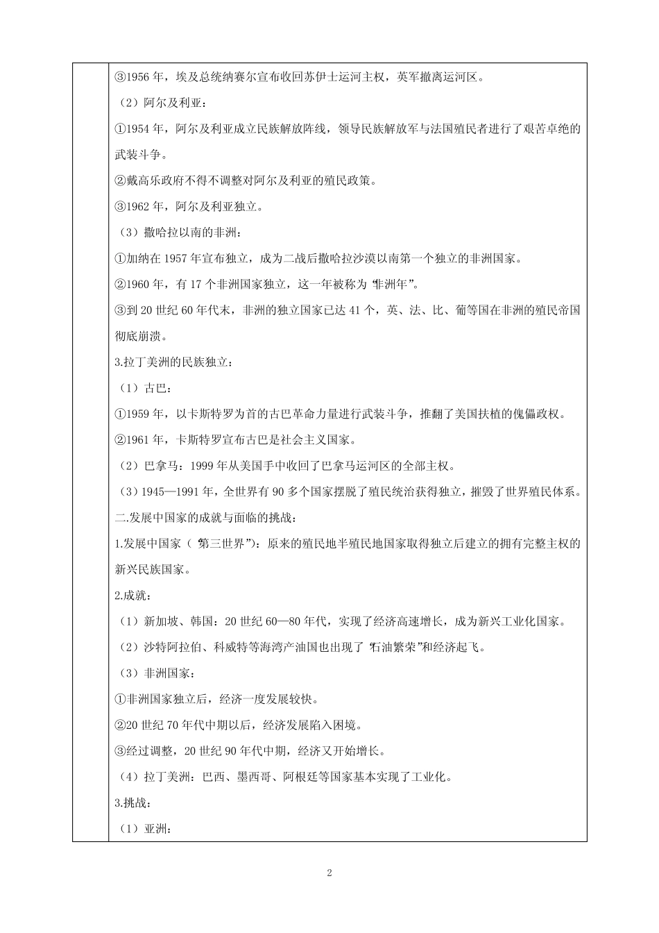 第21课 世界殖民体系的瓦解与新兴国家的发展 导学案 高一下学期统编版..._第2页