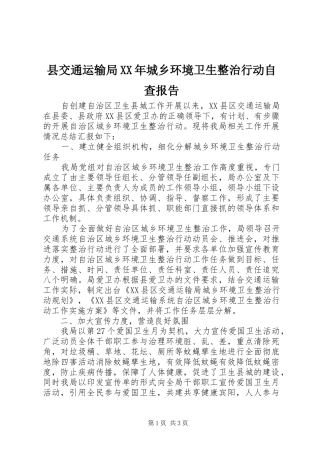 县交通运输局XX年城乡环境卫生整治行动自查报告