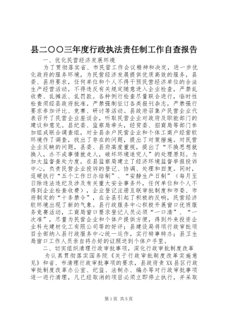 县二○○三年度行政执法责任制工作自查报告