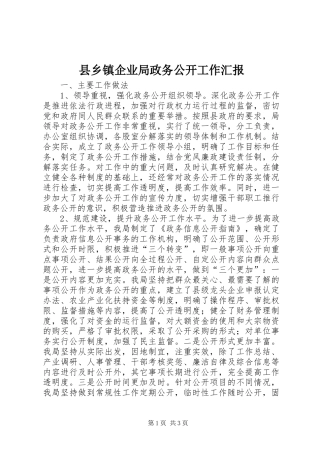 县乡镇企业局政务公开工作汇报