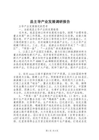 县主导产业发展调研报告