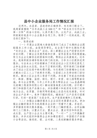 县中小企业服务局工作情况汇报