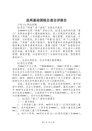 县两基迎国检自查自评报告