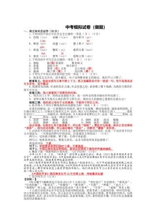语文中考模拟试卷