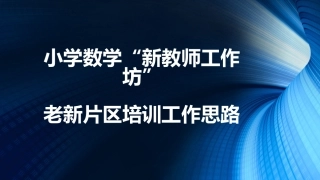 老新片区新教师工作坊工作思路