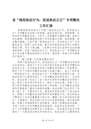 县“规范执法行为，促进执法公正”专项整改工作汇报