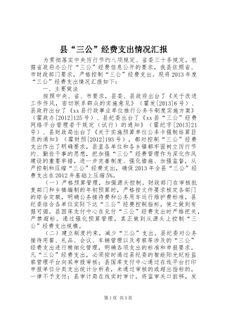 县“三公”经费支出情况汇报