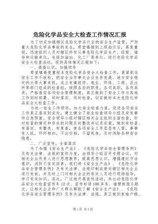 危险化学品安全大检查工作情况汇报