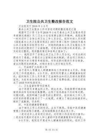 卫生院公共卫生整改报告范文