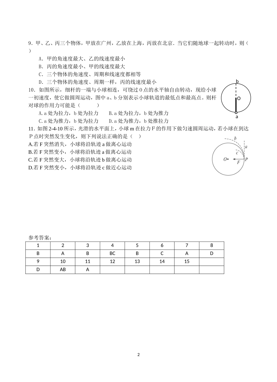 《圆周运动》练习题附答案(四)_第2页