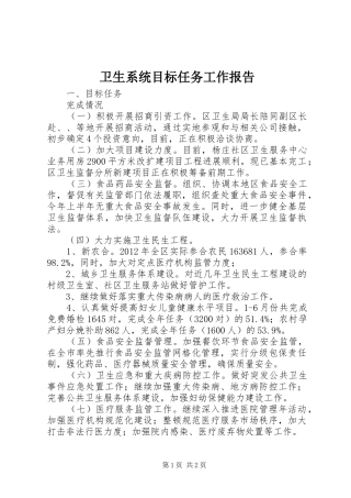 卫生系统目标任务工作报告