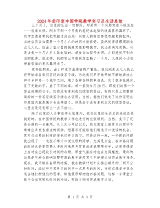 2024年赴印度中国学院教学实习及生活总结