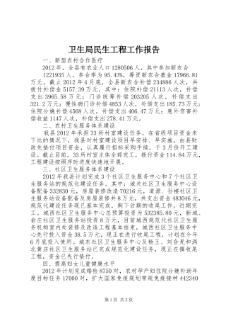 卫生局民生工程工作报告