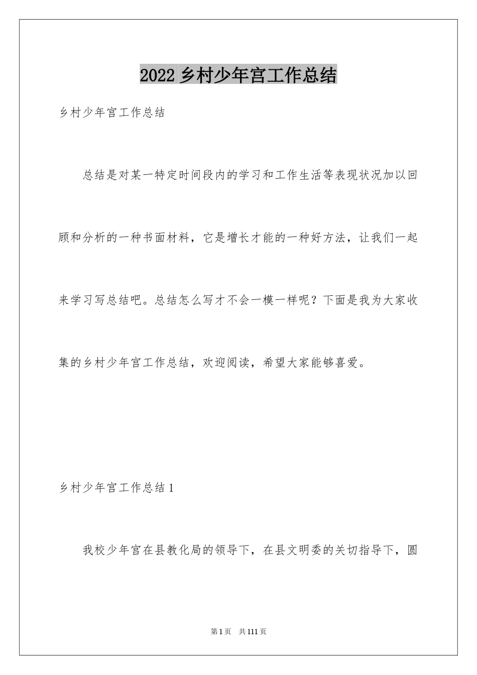 2024乡村少年宫工作总结_第1页