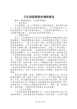 卫生局团委现状调研报告