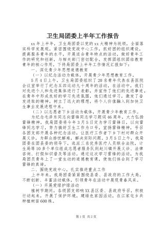 卫生局团委上半年工作报告