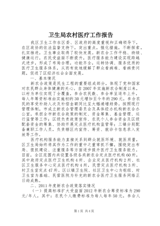 卫生局农村医疗工作报告