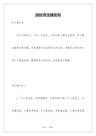 2024作文排比句