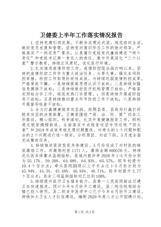 卫健委上半年工作落实情况报告