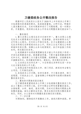 卫健委政务公开整改报告