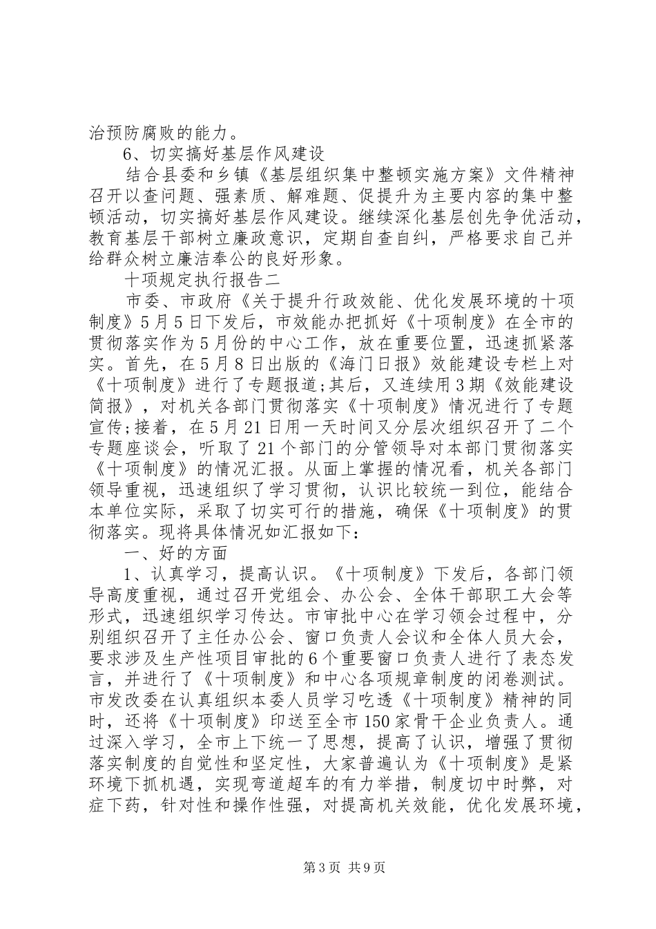 十项规定执行报告_第3页