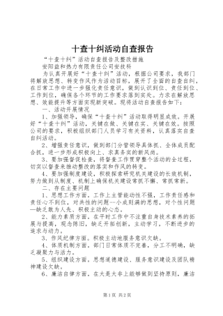 十查十纠活动自查报告