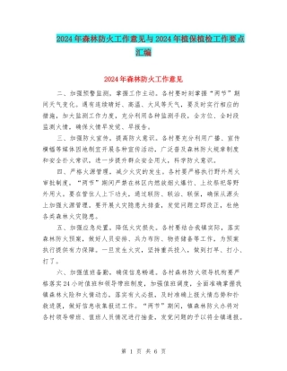 2024年森林防火工作意见与2024年植保植检工作要点汇编