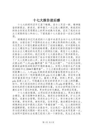 十七大报告读后感