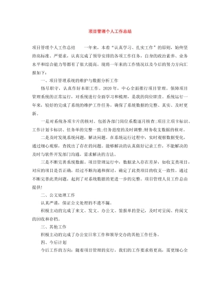项目管理个人工作总结 