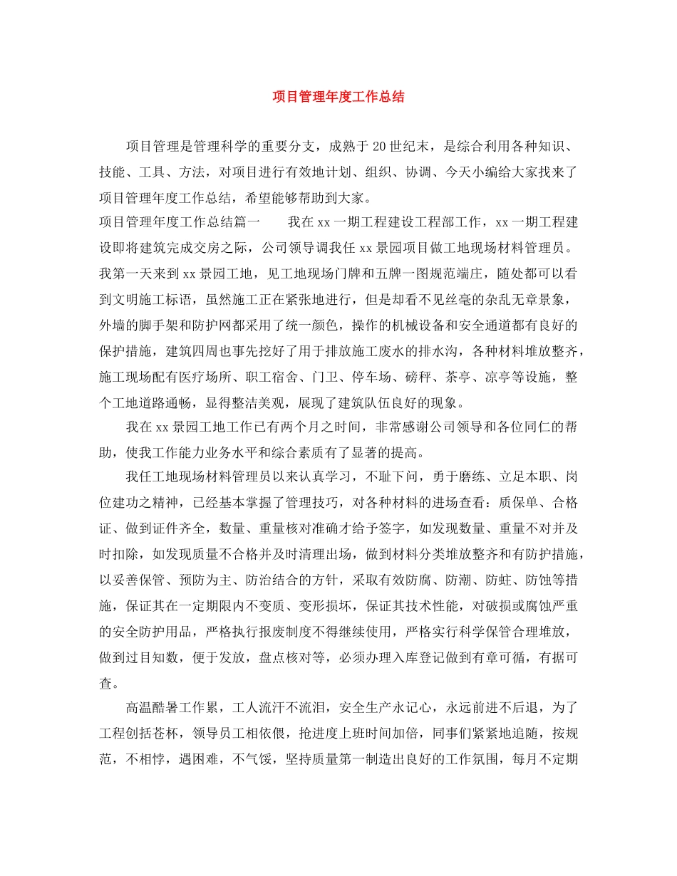 项目管理年度工作总结 _第1页