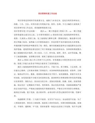 项目管理年度工作总结 