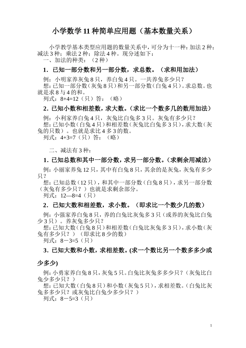 小学数学11种简单应用题_第1页