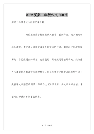 2024买菜二年级作文300字_8