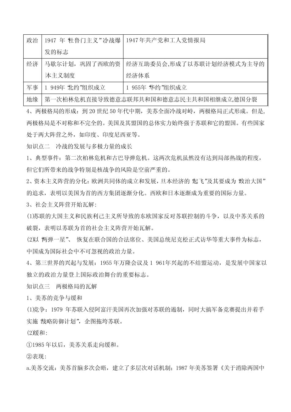 第八单元 20世纪下半叶世界的新变化-知识梳理(中外历史纲要下)_第2页