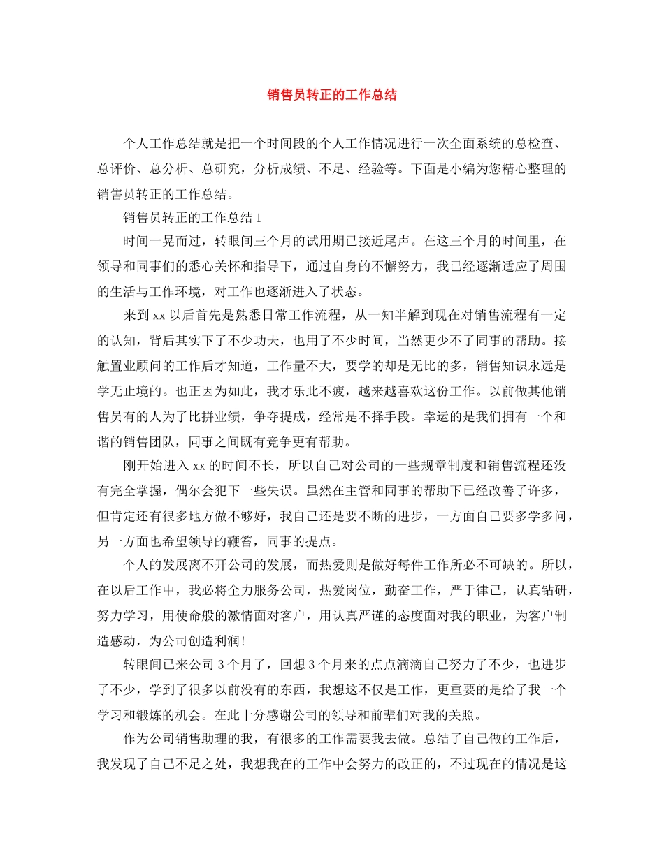 销售员转正的工作总结 _第1页