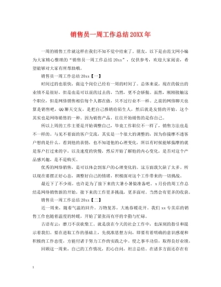 销售员一周工作总结20XX年 