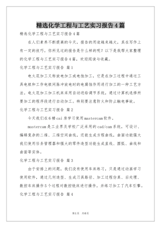 化学工程与工艺实习报告4篇