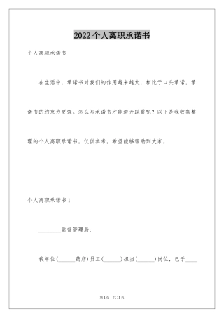 2024个人离职承诺书