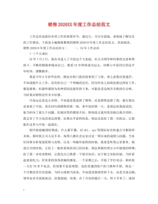 销售2020XX年度工作总结范文 