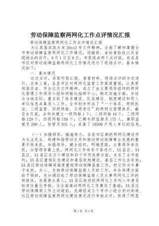 劳动保障监察两网化工作点评情况汇报