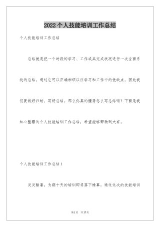 2024个人技能培训工作总结