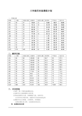 八年级历史备课组计划