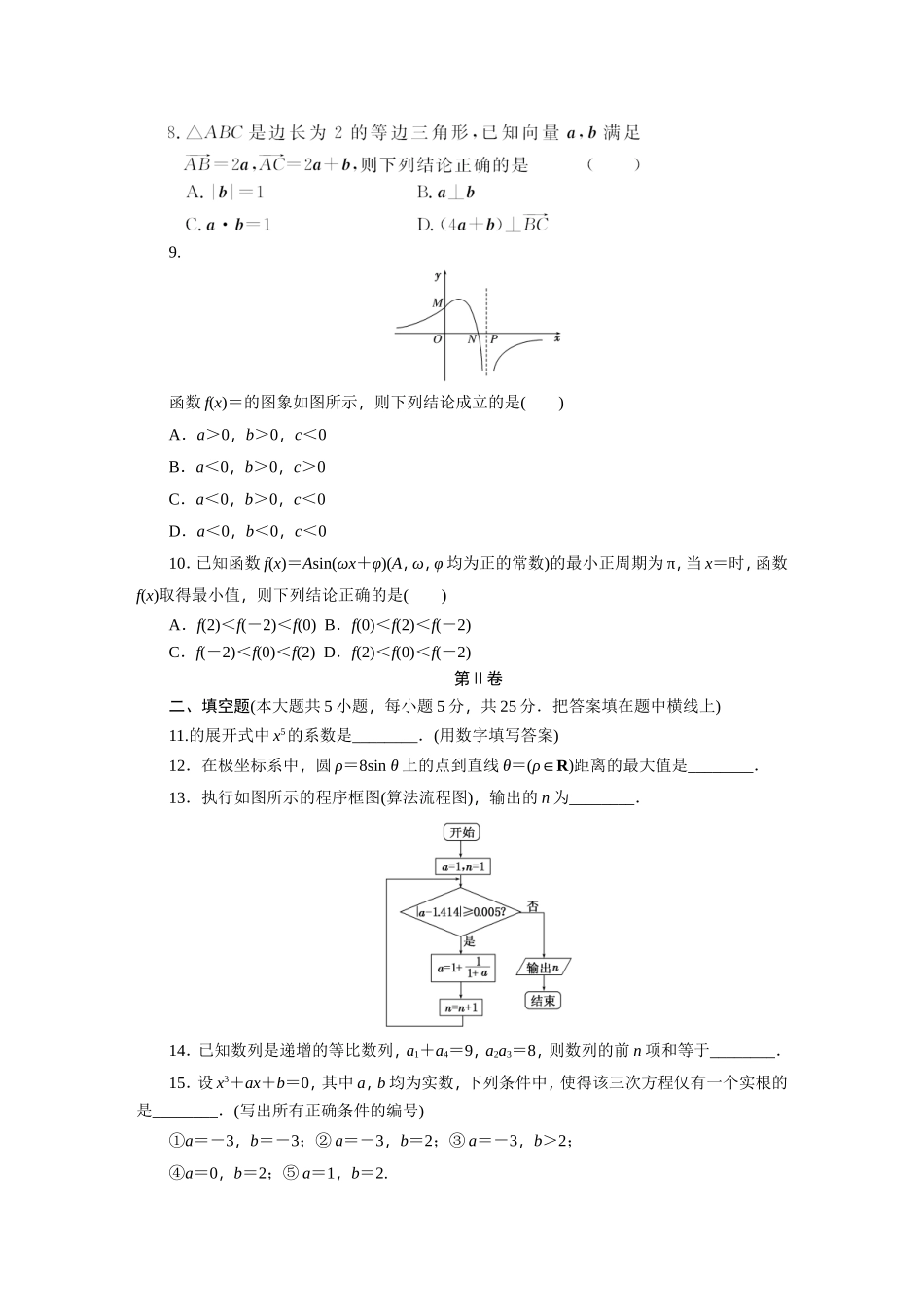 2015年普通高等学校招生全国统一考试(安徽理)_第2页
