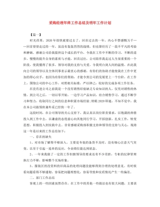 采购经理年终工作总结及明年工作计划 