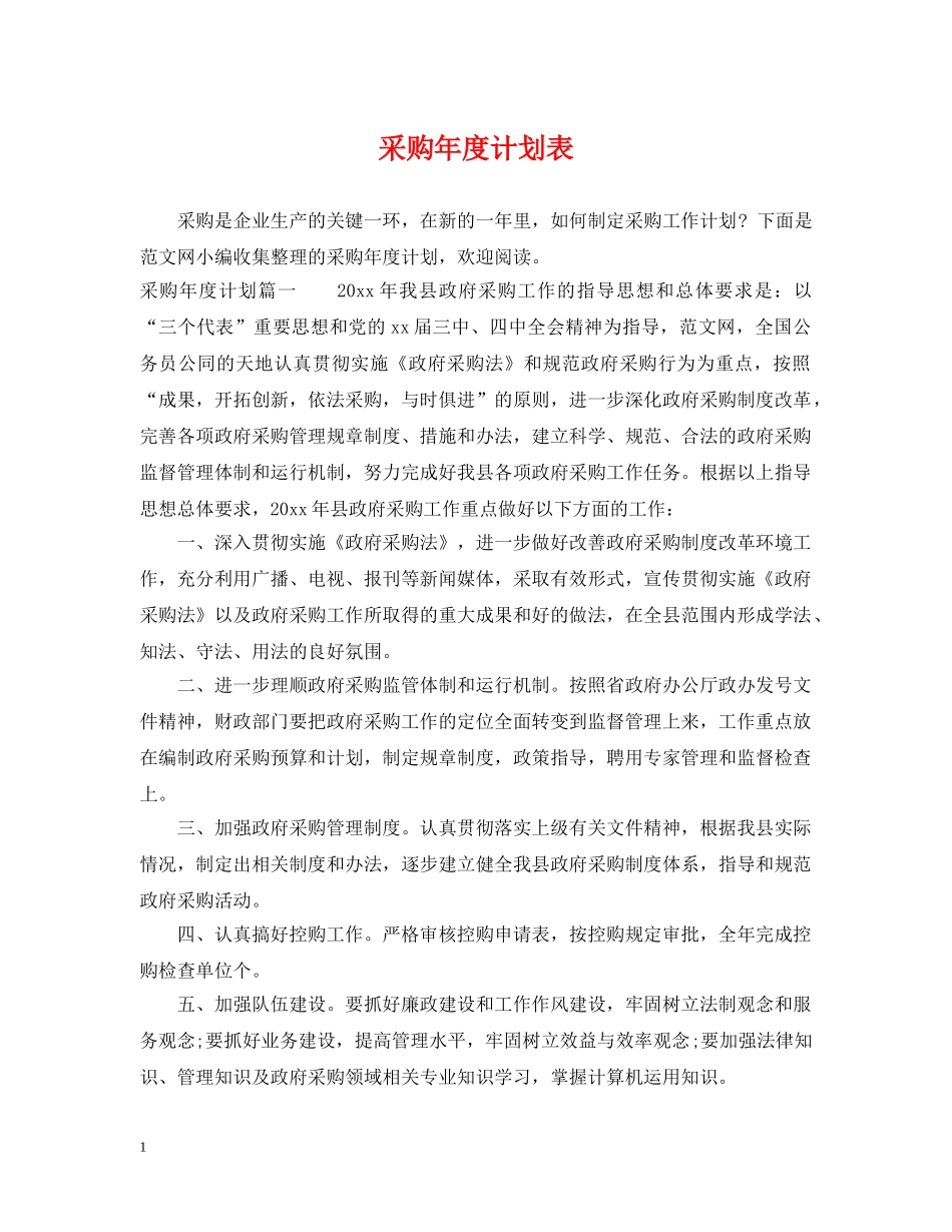 采购年度计划表 _第1页