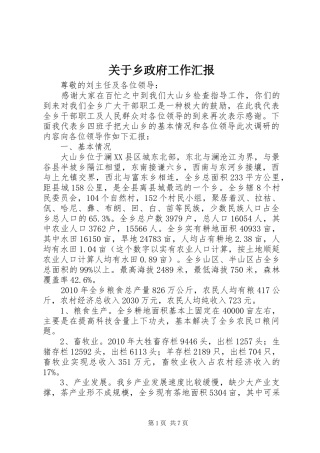 关于乡政府工作汇报